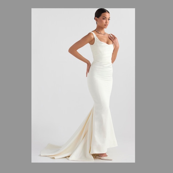 Emilie Off White Satin Mermaid Bridal Gown - Picture 1 of 3
